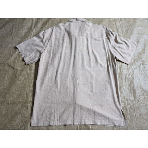 Tori Richard Mens Tan Short Sleeve Button Up Geometric Floral Embroidery Size XL - Picture 3 of 6